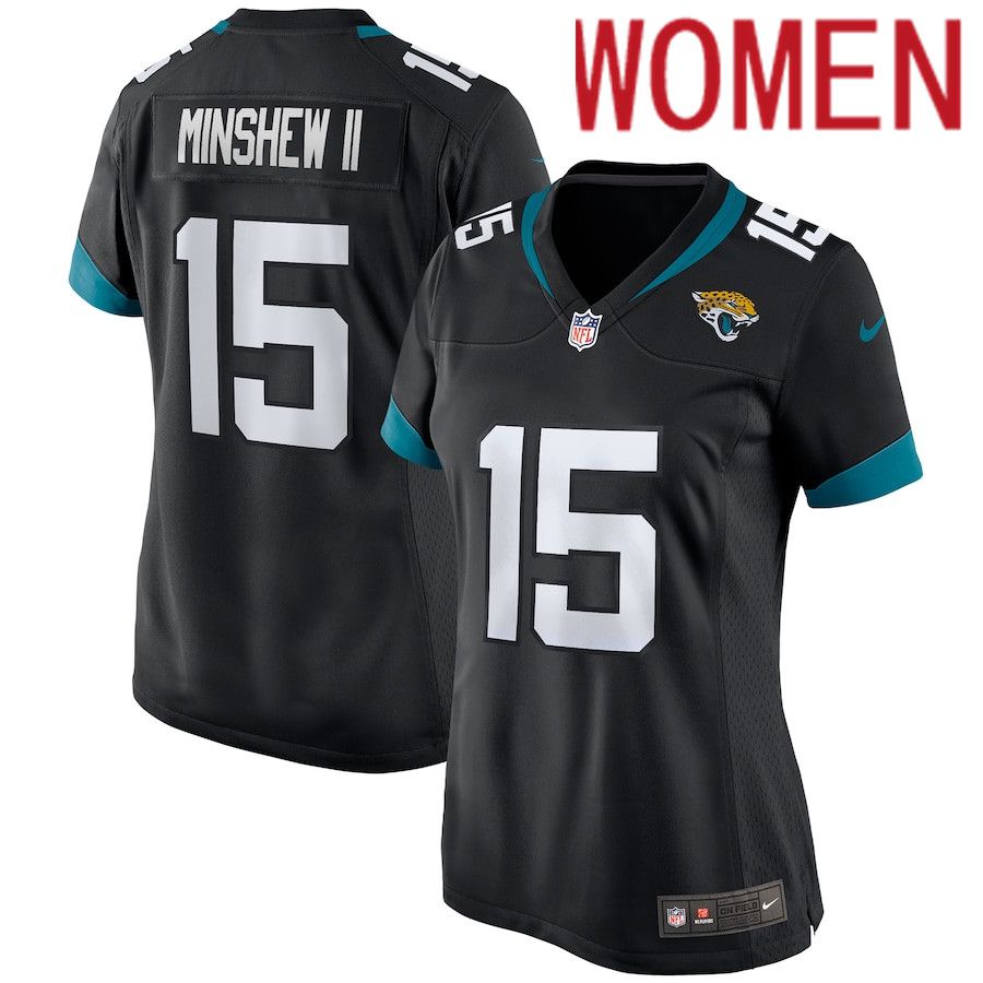 Women Jacksonville Jaguars #15 Gardner Minshew II Nike Black Game Player NFL Jersey->women nfl jersey->Women Jersey